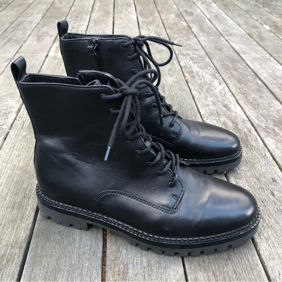 NEW NWT Vince Cabria Black Leather Lug Sole Zip Up Boots 9.5M $395 - Picture 8 of 15